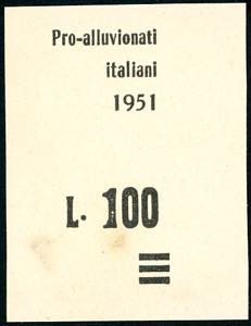 1951 - 100 lire su 250 lire Pro Alluvionati ... 