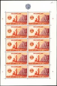1946 - 100 lire UNRRA, minifoglio (6), gomma ... 