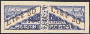 1956 - 50 lire oltremare cupo e bruno, prova ... 