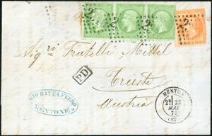 MONACO 1872 - 5 cent. Napoleone III, carta ... 