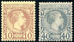 MONACO 1885 - 10 cent. e 40 cent. Carlo III ... 