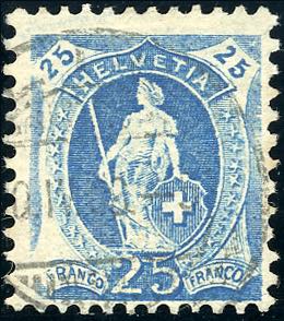 SVIZZERA 1905/1906 - 25 cent. azzurro ... 