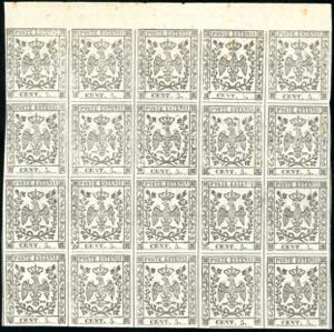 1852 - 5 cent. bianco, prova su carta ... 