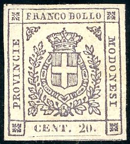 1859 - 20 cent. violetto scuro (15a), gomma ... 