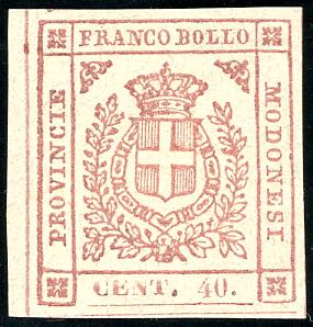 1859 - 40 cent. rosa carminio (17), nuovo, ... 