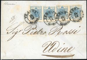 1851 - 45 cent. azzurro, I tipo, carta a ... 