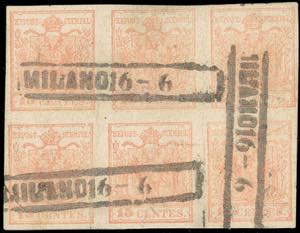 1854 - 15 cent. rosa chiaro, carta a ... 