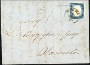 1859 - 20 cent. azzurro scuro (Sardegna ... 