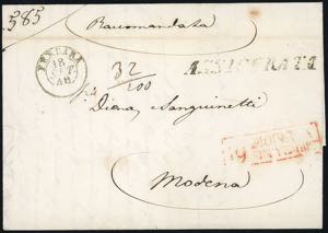 1848 - Lettera assicurata da Ferrara ... 