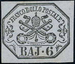 1864 - 6 baj lilla grigio (7A), nuovo, gomma ... 