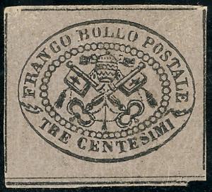 1867 - 3 cent. grigio rosa (14), gomma ... 