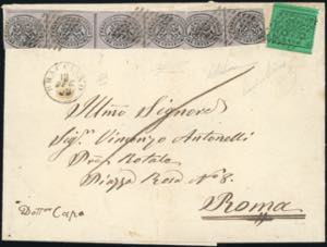 1869 - 3 cent. grigio rosa, striscia ... 