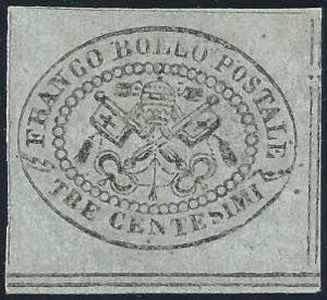 1867 - 3 cent. grigio (15), gomma originale, ... 