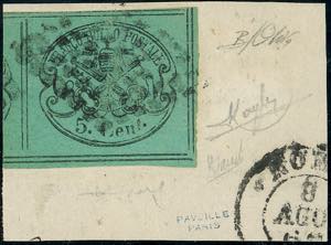1867 - 5 cent. azzurro verdastro (16), otto ... 