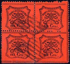 1868 - 10 cent. arancio vermiglio, carta ... 