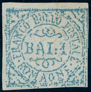 1859 - 1 baj azzurro chiaro (P1), stampa a ... 