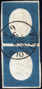 1854 - 20 cent. azzurro (8), coppia ... 