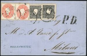 1862 - 3 soldi nero, II tipo, due esemplari, ... 