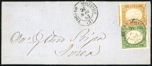 1863 - 10 cent. bistro, stampa del bordo ... 