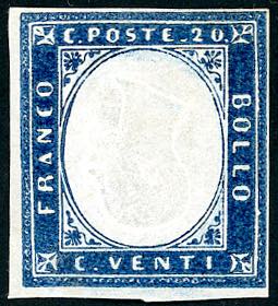 1860 - 20 cent. azzurro grigio, effigie ... 