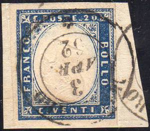 1861 - 20 cent. celeste chiaro, EFFIGIE ... 