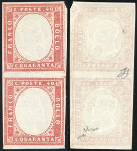 1863 - 40 cent. rosa vermiglio (16F), coppia ... 
