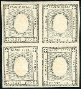 1861 - 1 cent. per stampati , errore di ... 