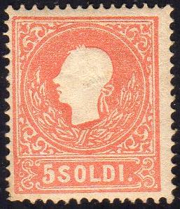 1859 - 5 soldi rosso, II tipo (30), gomma ... 