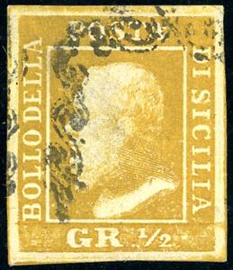 1859 - 1/2 grano giallo oliva, I tavola, ... 