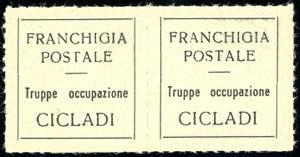 ISOLE CICLADI 1941 - Etichetta di franchigia ... 
