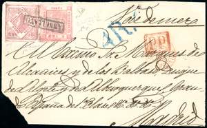1860 - 20 grana carminio, falso per posta ... 