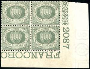 1892 - 5 cent. Stemma (13), blocco di ... 