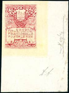 1910 - 15 cent. rosa Stemma, carta sottile, ... 