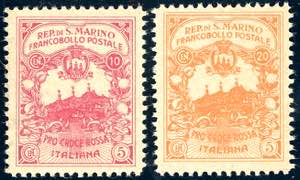 1916 - 10 + 5 lire 20 + 5 lire Pro Croce ... 