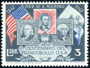 1947 - 3 lire Centenario del primo ... 