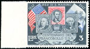 1947 - 3 lire Centenario francobollo Stati ... 