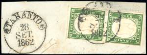 1862 - 5 cent. verde scuro IV emissione di ... 