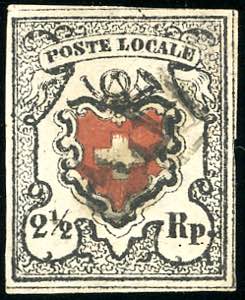 SVIZZERA 1850 POSTE FEDERALI - 2 1/2 r. ... 