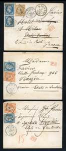 FRANCIA 1860 - Tre lettere affrancate del ... 