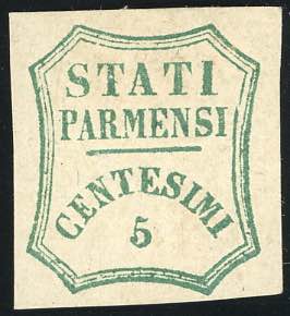 1859 - 5 cent. verde azzurro, I composizione ... 