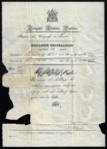 1858 - Modulo di telegramma da ... 