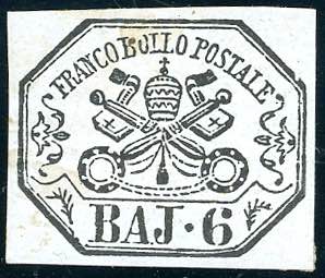 1864 - 6 baj lilla grigio (7A), nuovo, gomma ... 