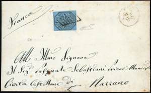 1856 - 7 baj azzurro (8), perfetto, isolato ... 