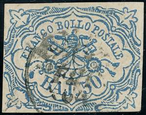 1852 - 50 baj azzurro (10), usato con ... 
