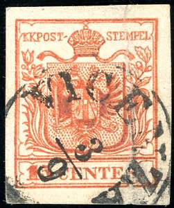 1853 - 15 cent. vermiglio, falso per posta ... 