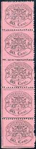 1868 - 80 cent. lilla rosso (31), striscia ... 