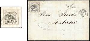 1855 - 8 baj bianco, falso per posta di ... 