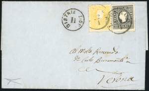 1858 - 2 soldi giallo, 3 soldi nero, ... 