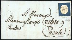 1855 - 20 cent. azzurro (8), perfetto, su ... 