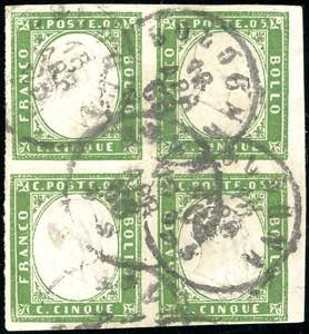 1862 - 5 cent. verde giallastro (13Da), ... 
